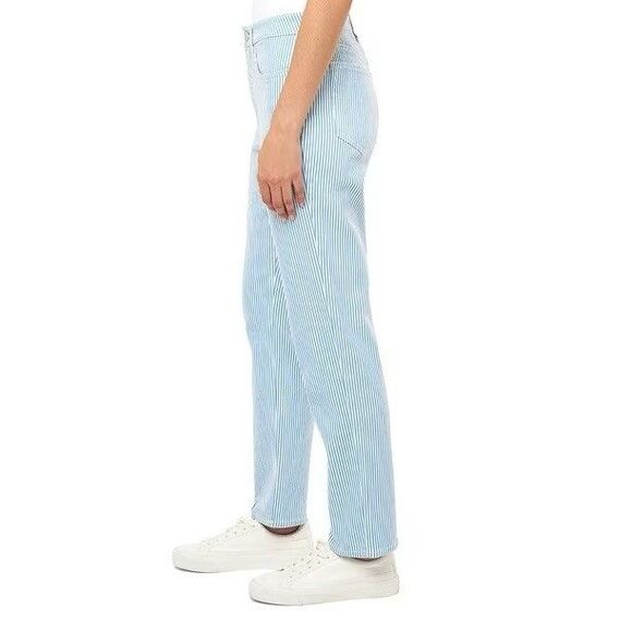 Seven7 Railroad Stripe Light Blue Denim 90s Straight Leg Jeans Size 8 - Picture 7 of 11